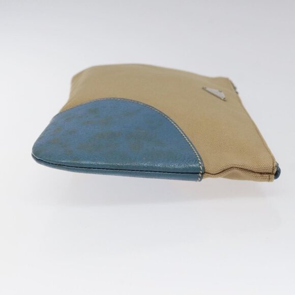 PRADA Clutch Bag Canvas Beige Silver Auth BD1747 - Picture 5 of 16